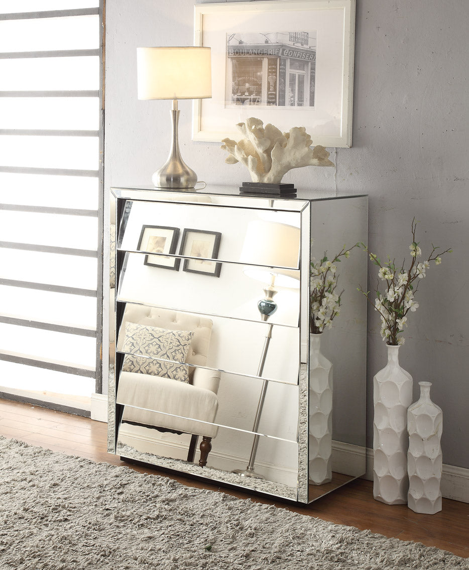 Hollywood 5 Drawer Mirrored Tallboy