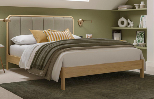 Soren Wood Bed Frame & Upholstered Headboard