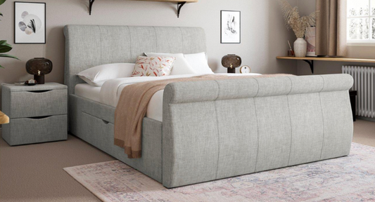 Lucia Upholstered Sleigh Bed with Drawer Storage