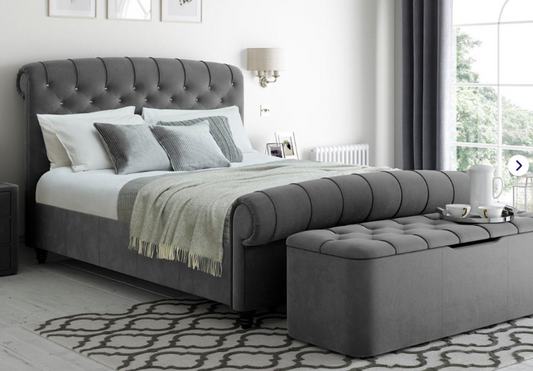 Ellis Velvet Finish Upholstered Bed