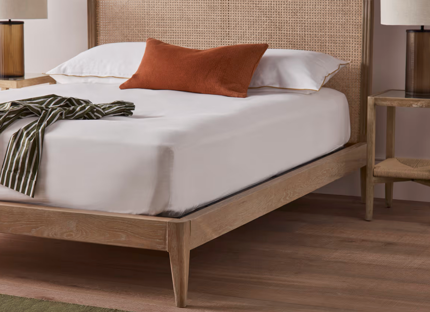 Ribbon Bed Natural Oak & Rattan