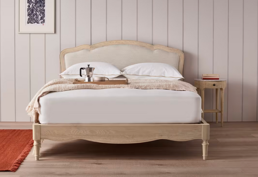 Mirabelle Bed Upholstered & Natural Oak