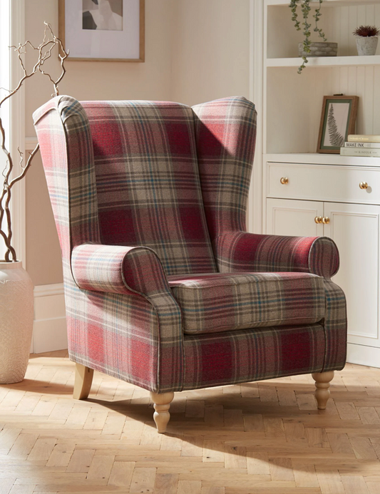 Sherlock Red Check Highback Armchair