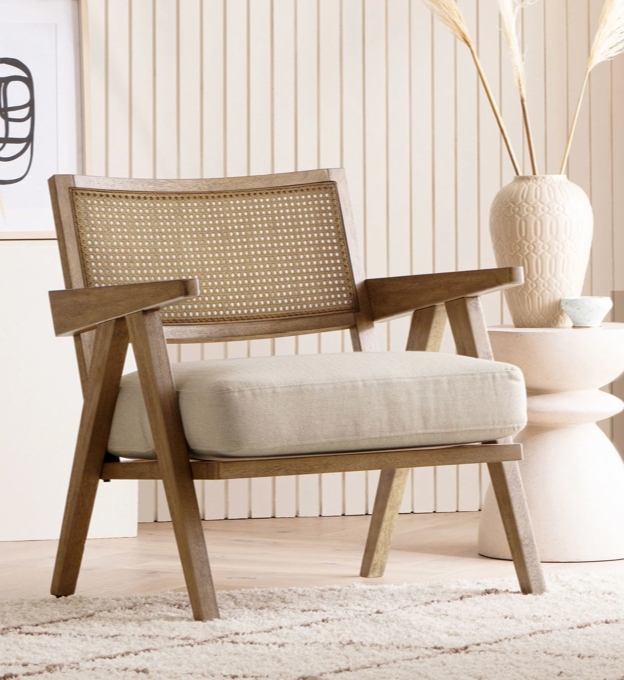 Abel Wood Rattan Accent Chair