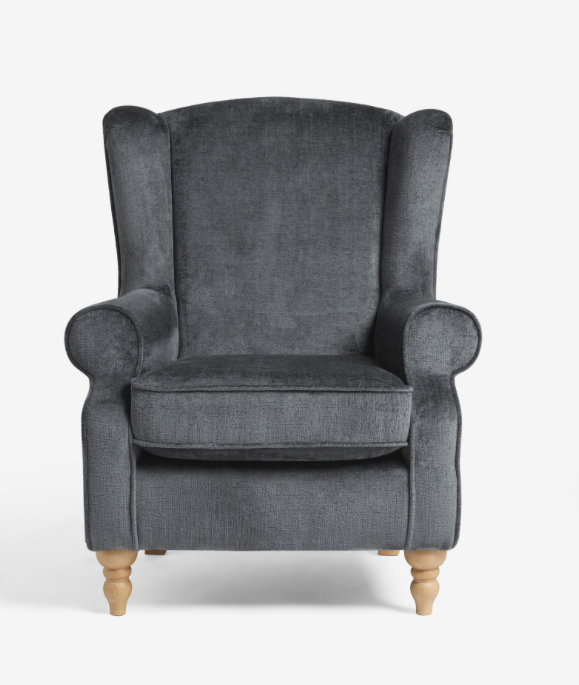 Chenille Blue Highback Armchair