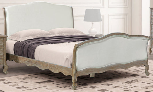 ANNECY Queen Bed Oak Wood Brushed Weathered Finish