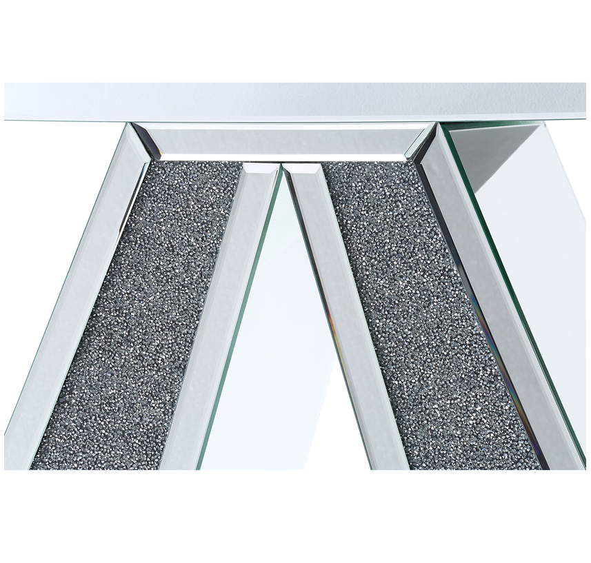 Evita Mirror Console Hallway Table 2 legs Crushed Diamond Effect