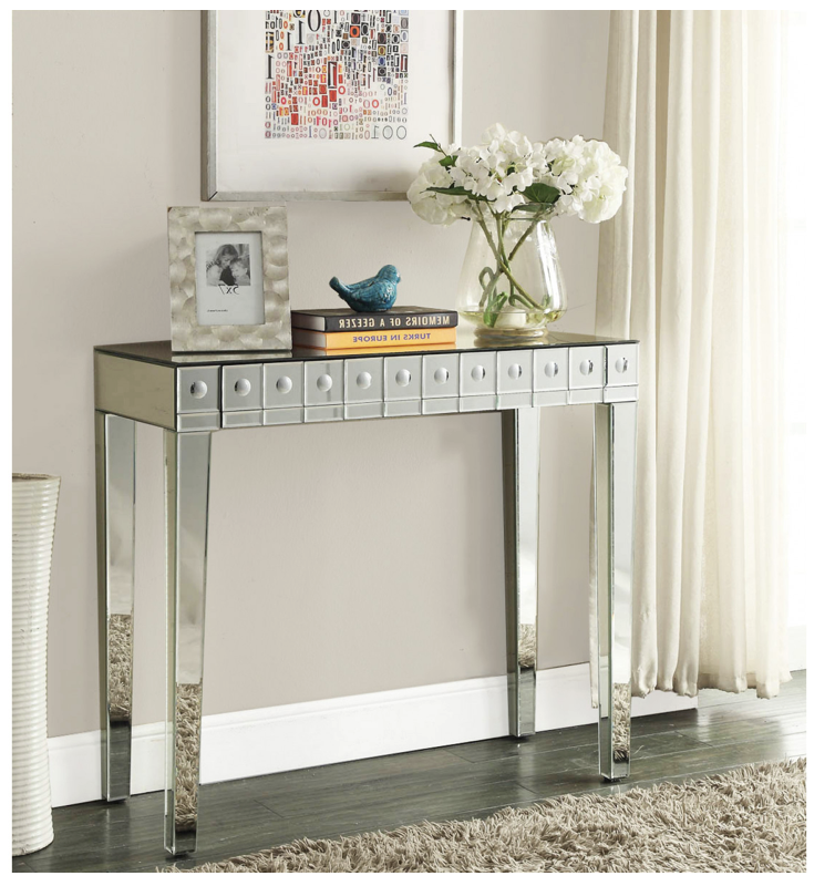 Demeter Mirrored Dressing Table Console 1 Drawer with Bubble Effect 4 legs