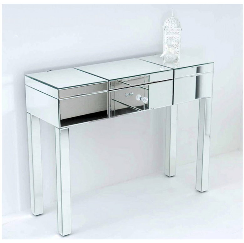 Apollo Mirrored Dressing Table with single drawer and pop up Vanity Mirror