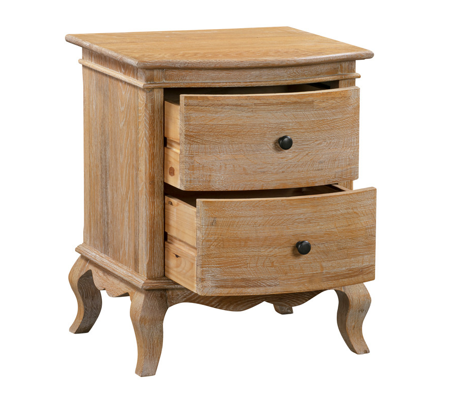 MILLES Oak Bedside Table Brushed Weathered Provincial Finish