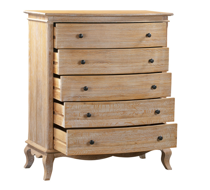 MILLES Oak Tallboy Brushed Weathered Provincial Finish