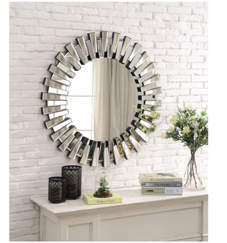 GEMINI Round Wall Mirror with angled layered decorative edges