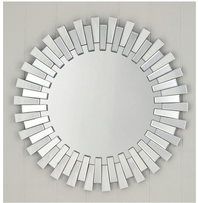 GEMINI Round Wall Mirror with angled layered decorative edges