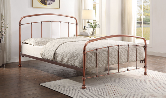 SOMERVILLE Queen Bed Antique Distressed Copper Effect Plated Finish