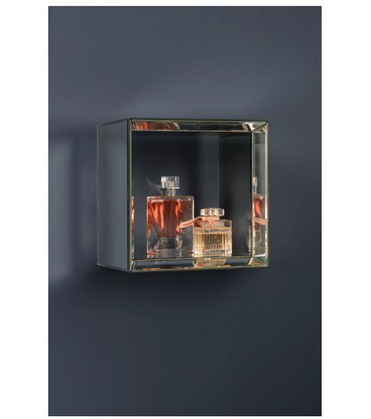 Mirrored Square Wall Shelf Display Unit