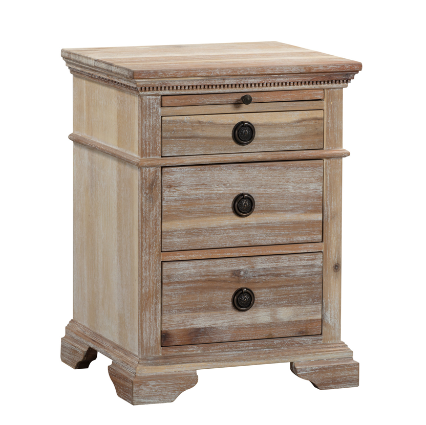 IBIZA Bedside Table 4 Drawers Jewellery Compartment- Acacia Wood