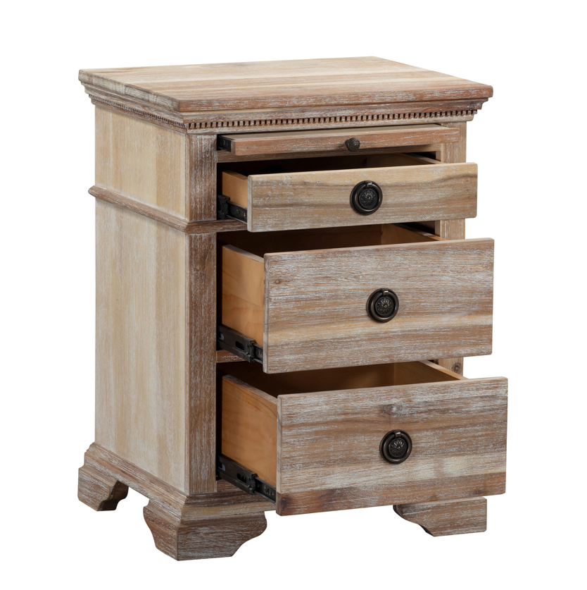 IBIZA Bedside Table 4 Drawers Jewellery Compartment- Acacia Wood