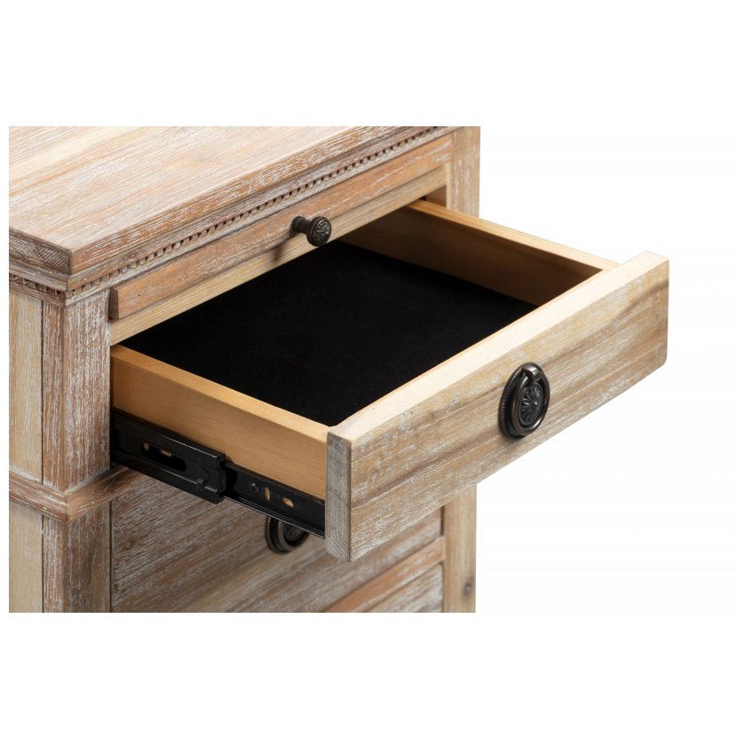 IBIZA Bedside Table 4 Drawers Jewellery Compartment- Acacia Wood