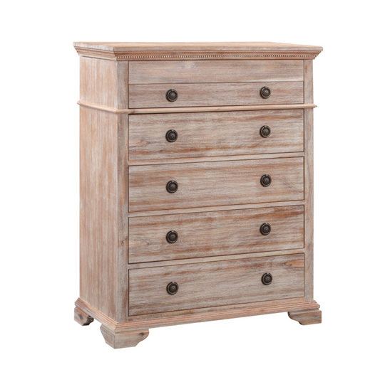 IBIZA Tallboy 5 Drawers and Lift up storage compartment Acacia Wood