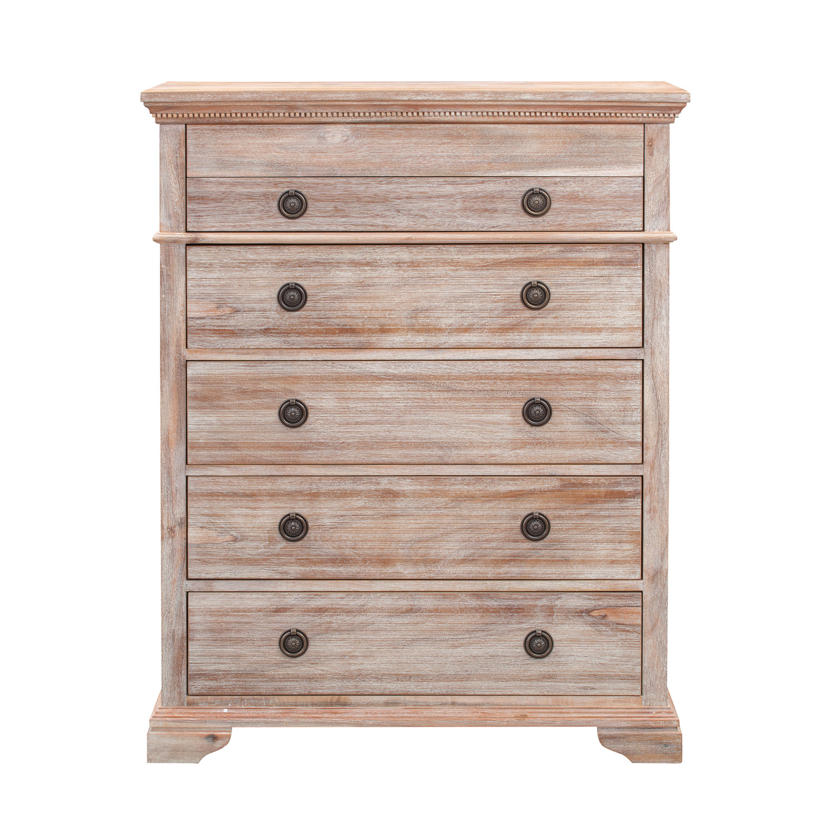 IBIZA Tallboy 5 Drawers and Lift up storage compartment Acacia Wood