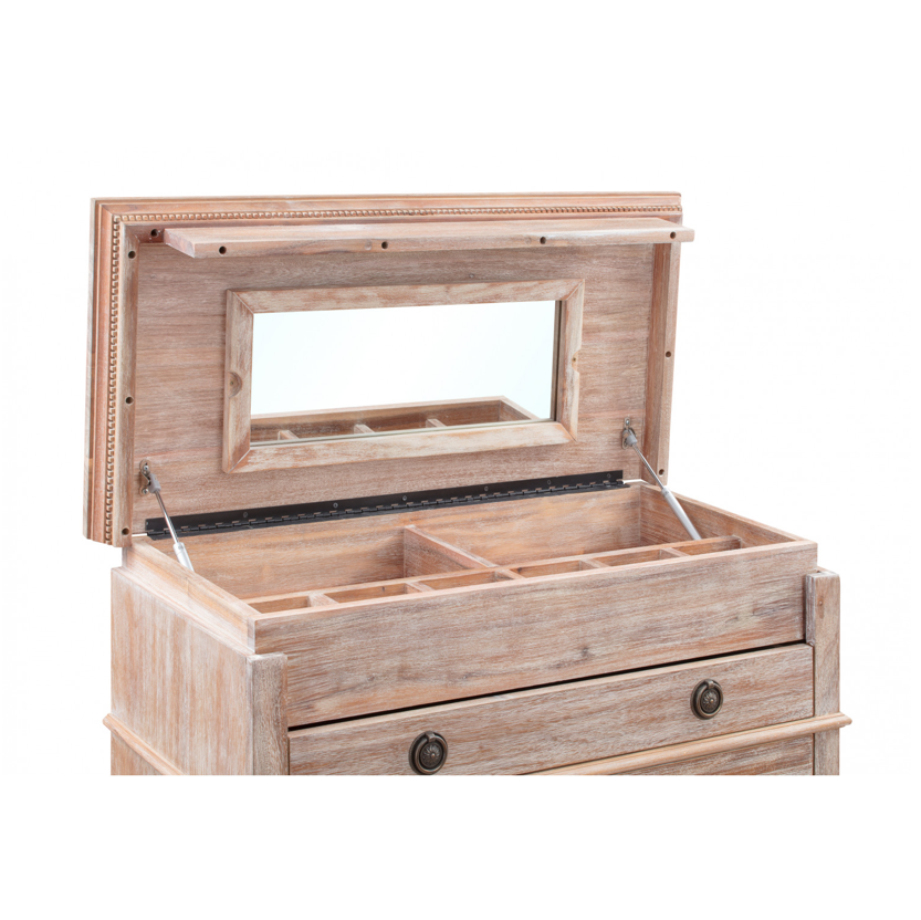 IBIZA Tallboy 5 Drawers and Lift up storage compartment Acacia Wood