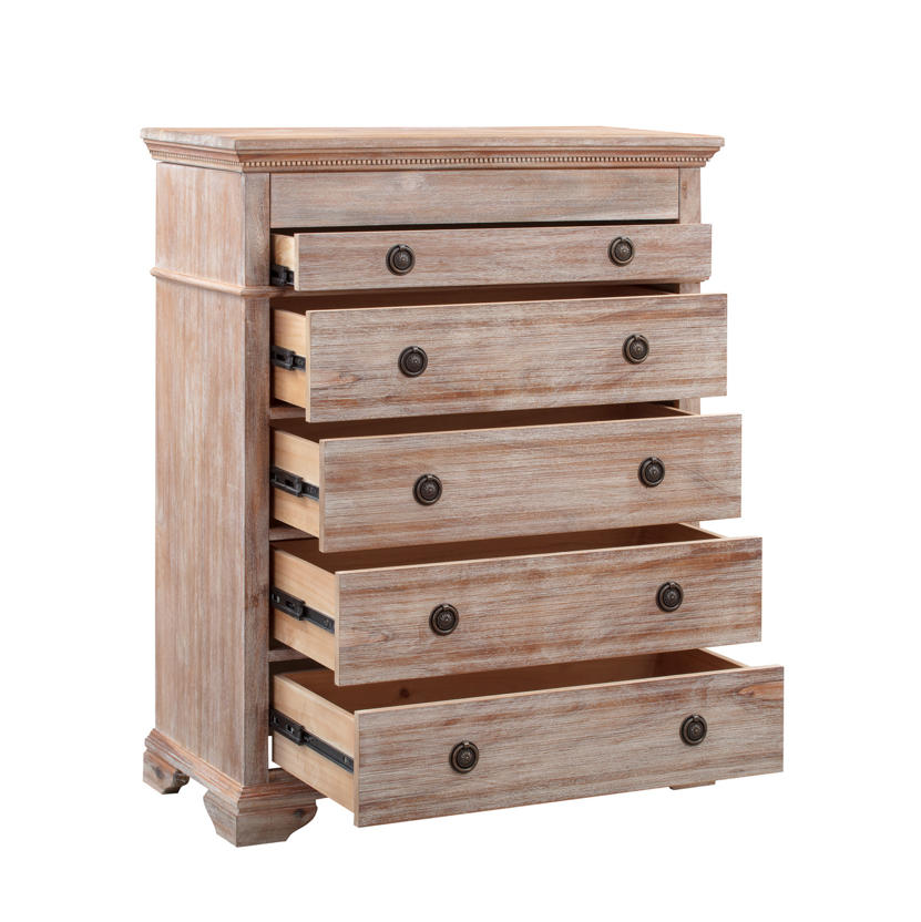 IBIZA Tallboy 5 Drawers and Lift up storage compartment Acacia Wood