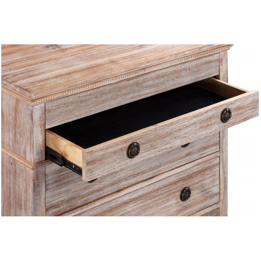 IBIZA Tallboy 5 Drawers and Lift up storage compartment Acacia Wood