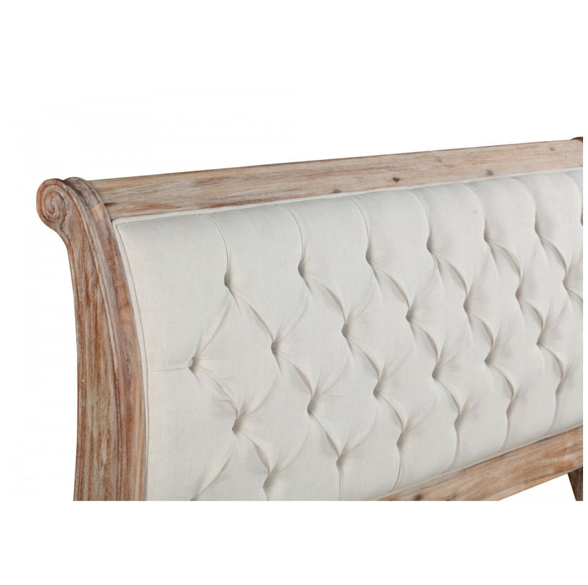 IBIZA Queen Bed Low Foot end with Tufted Upholstered Headboard Acacia Wood