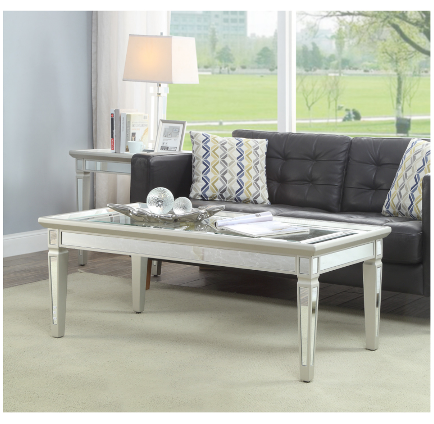 GRACE Coffee Table Mirrored Panels with Toughened Glass Top