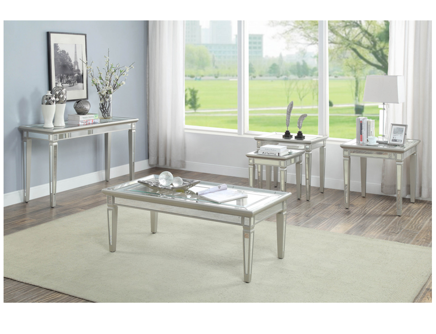 GRACE Coffee Table Mirrored Panels with Toughened Glass Top