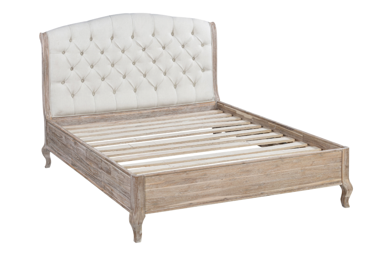 SALCOMBE KING Bed Acacia Wood Brushed Weathered Finish