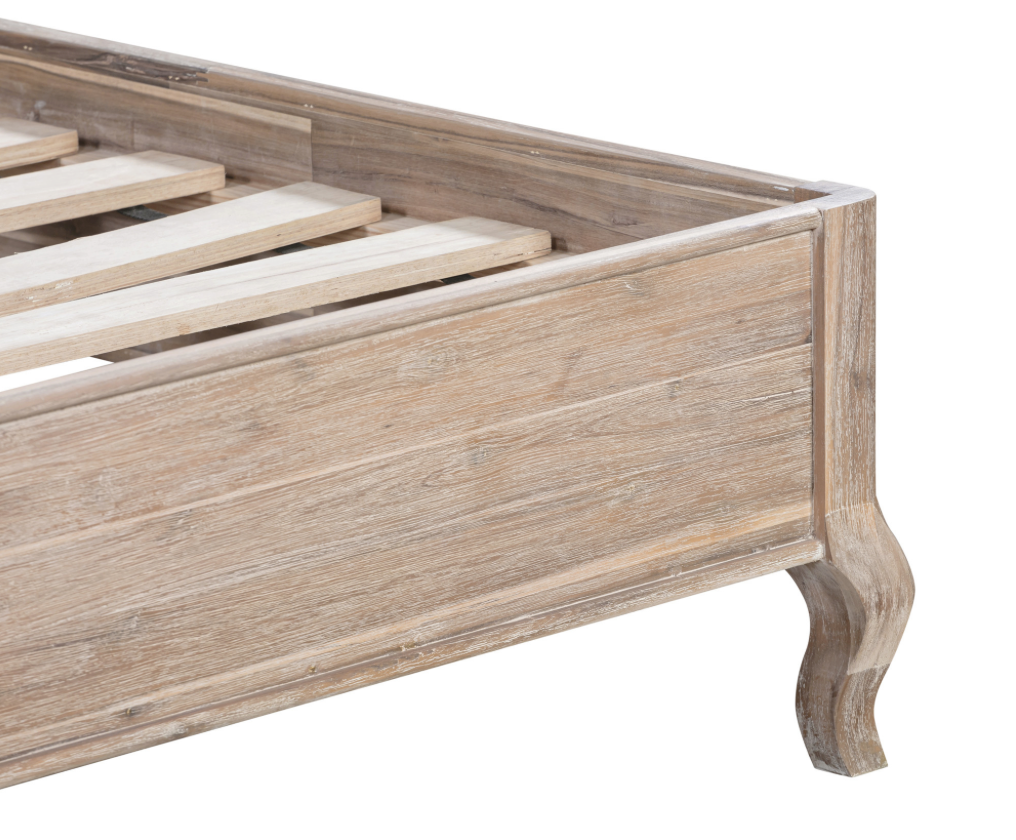 SALCOMBE KING Bed Acacia Wood Brushed Weathered Finish