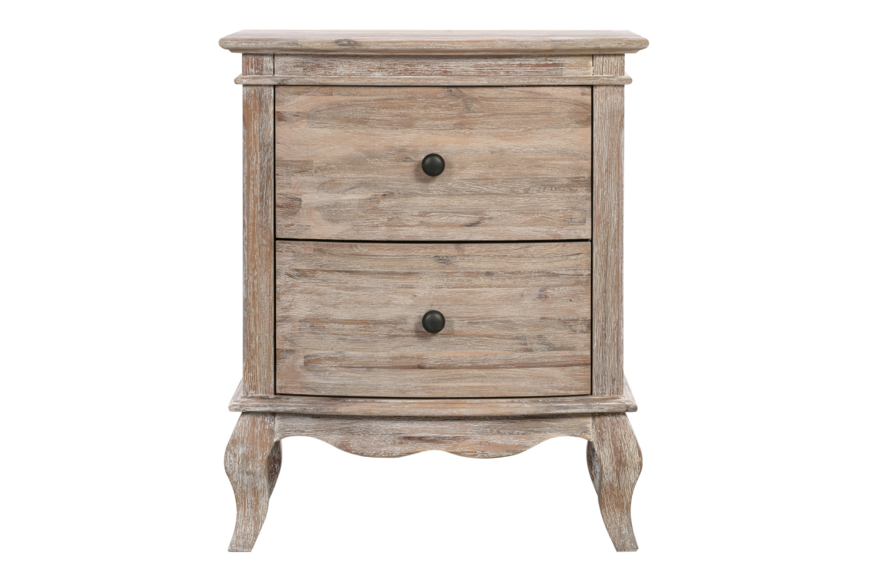 SALCOMBE Acacia Bedside Table Brushed Weathered Finish