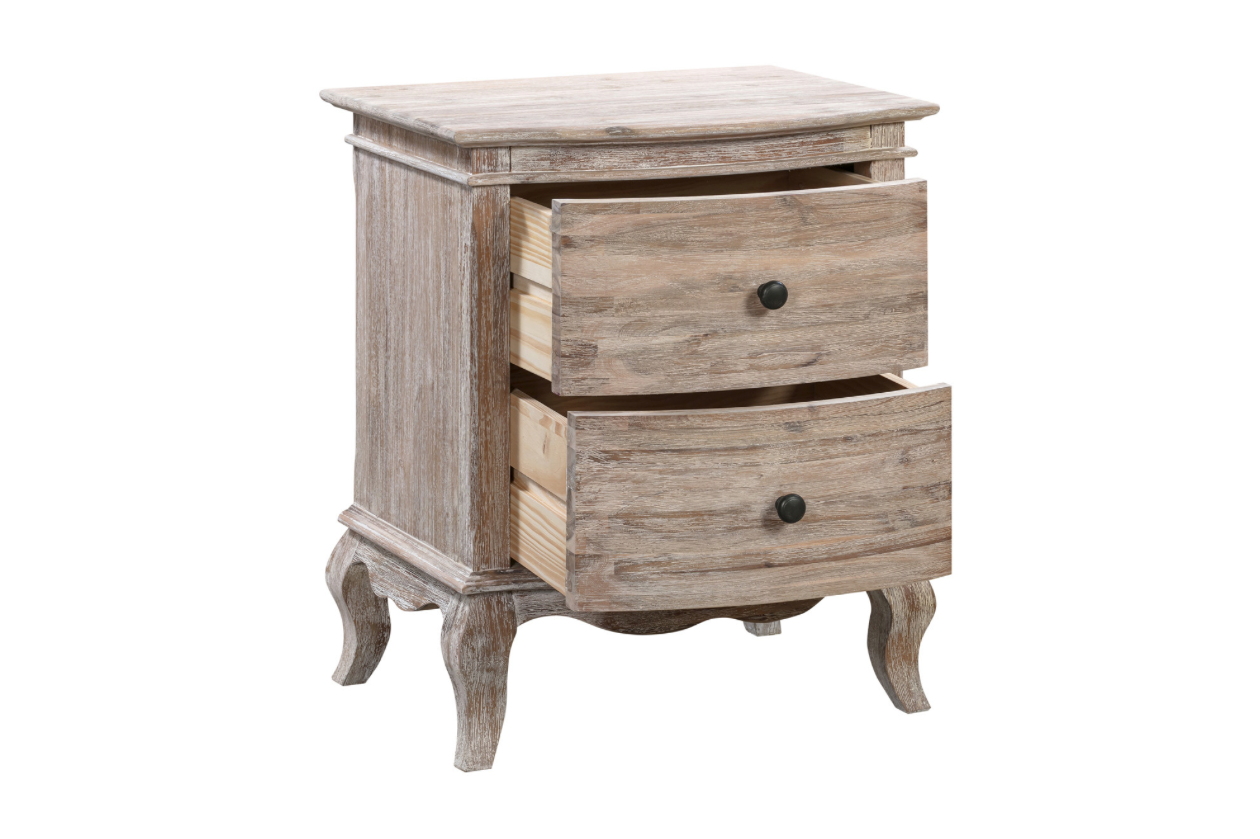 SALCOMBE Acacia Bedside Table Brushed Weathered Finish