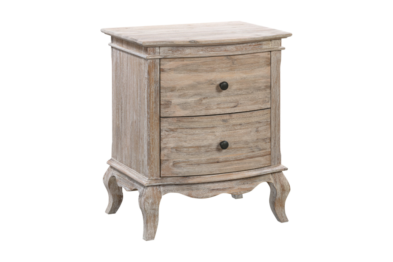 SALCOMBE Acacia Bedside Table Brushed Weathered Finish