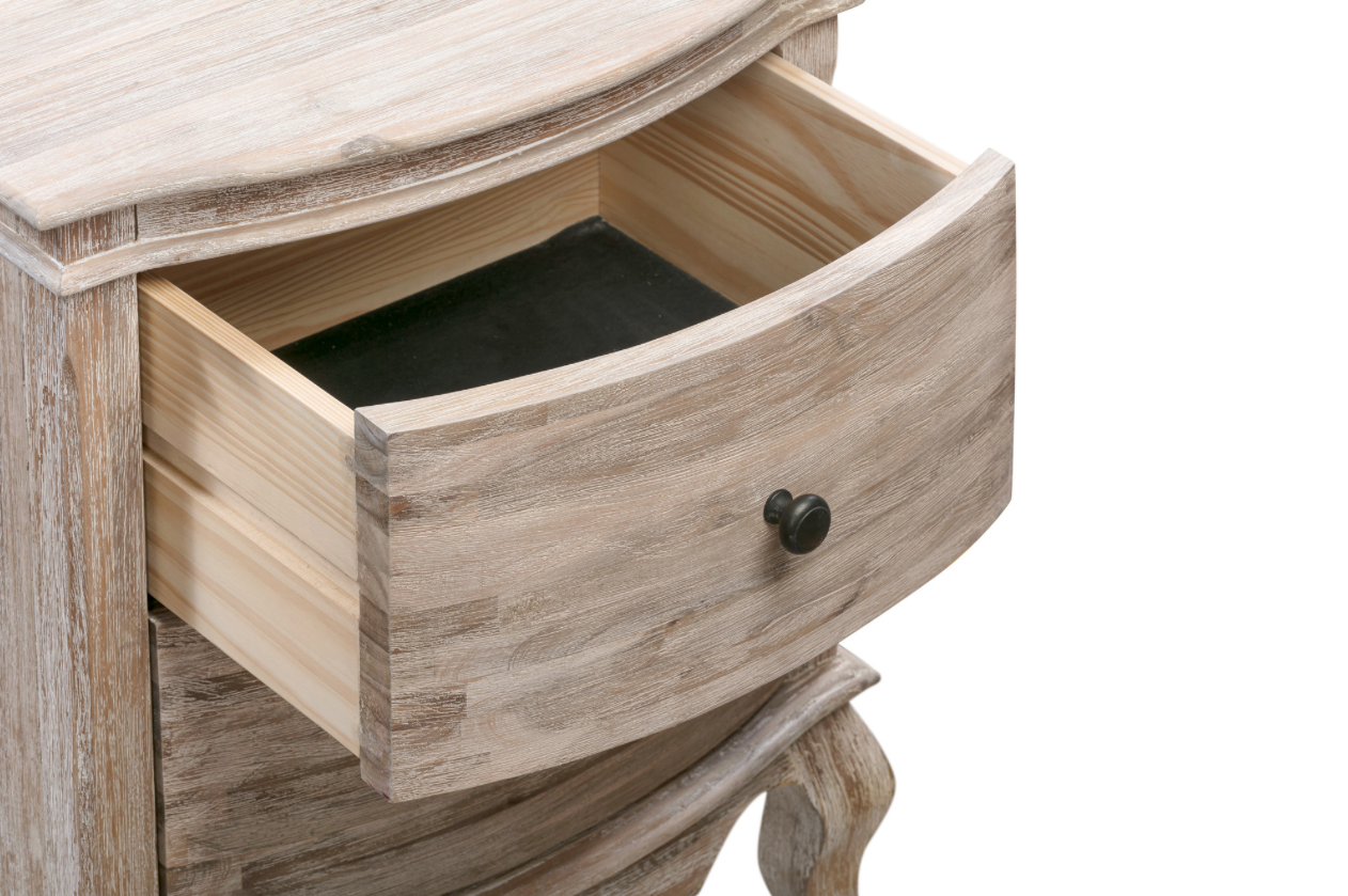 SALCOMBE Acacia Bedside Table Brushed Weathered Finish