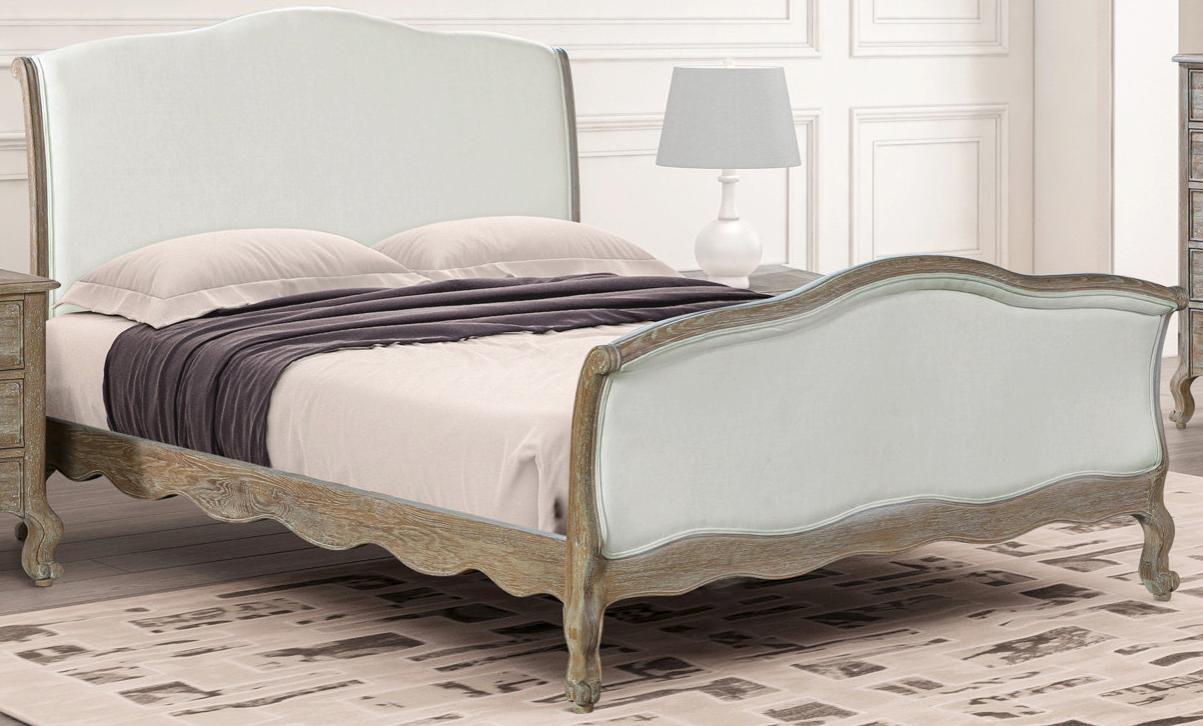 ANNECY King Bed Oak Wood Brushed Weathered Finish