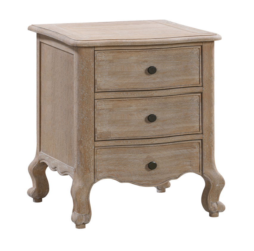 ANNECY Oak Bedside Table Brushed Weathered Finish