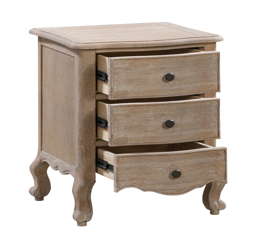 ANNECY Oak Bedside Table Brushed Weathered Finish