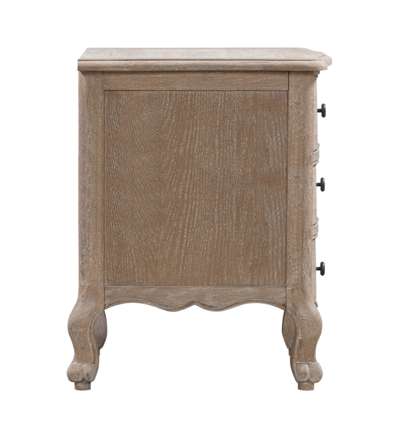 ANNECY Oak Bedside Table Brushed Weathered Finish