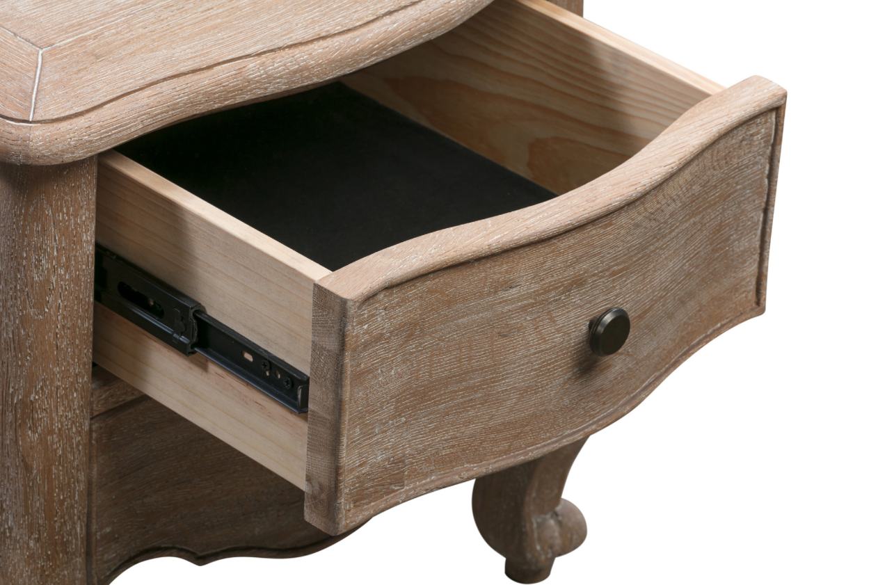 ANNECY Oak Bedside Table Brushed Weathered Finish