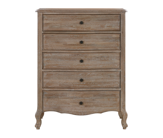 ANNECY Tallboy Chest Oak Brushed Weathered Finish