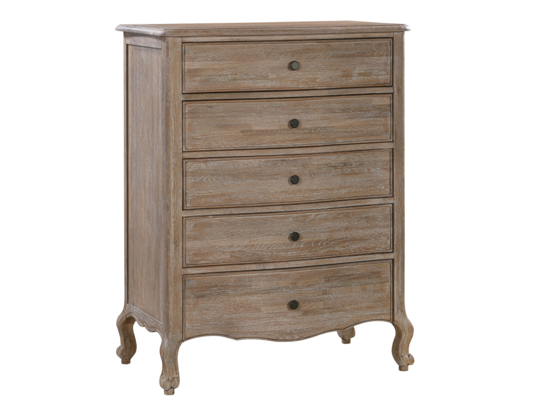 ANNECY Tallboy Chest Oak Brushed Weathered Finish