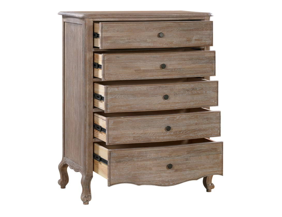 ANNECY Tallboy Chest Oak Brushed Weathered Finish