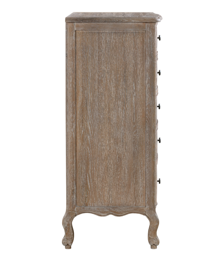 ANNECY Tallboy Chest Oak Brushed Weathered Finish