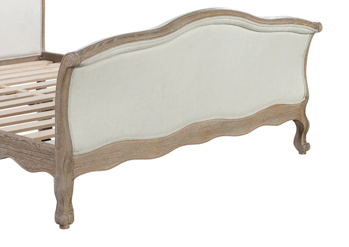 ANNECY Queen Bed Oak Wood Brushed Weathered Finish