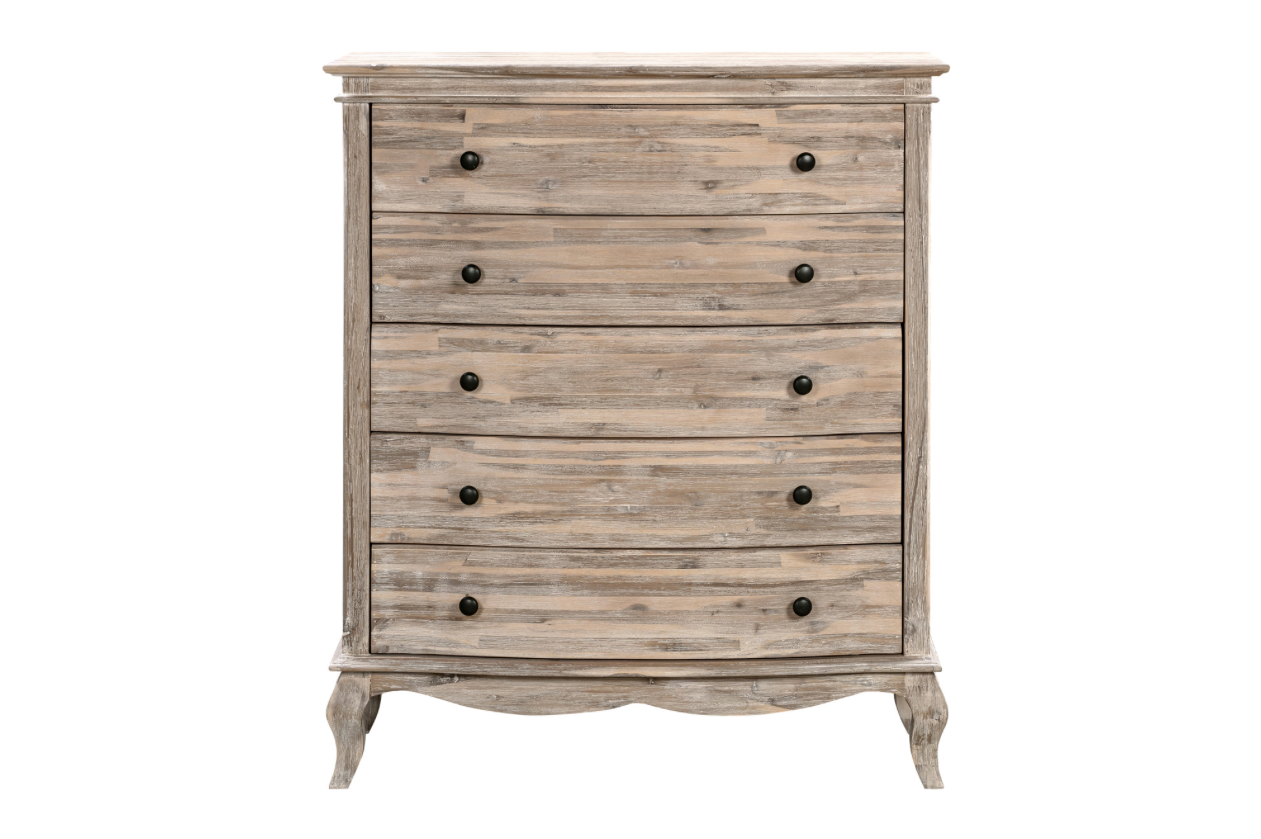 SALCOMBE Tallboy Chest Acacia Brushed Weathered Finish