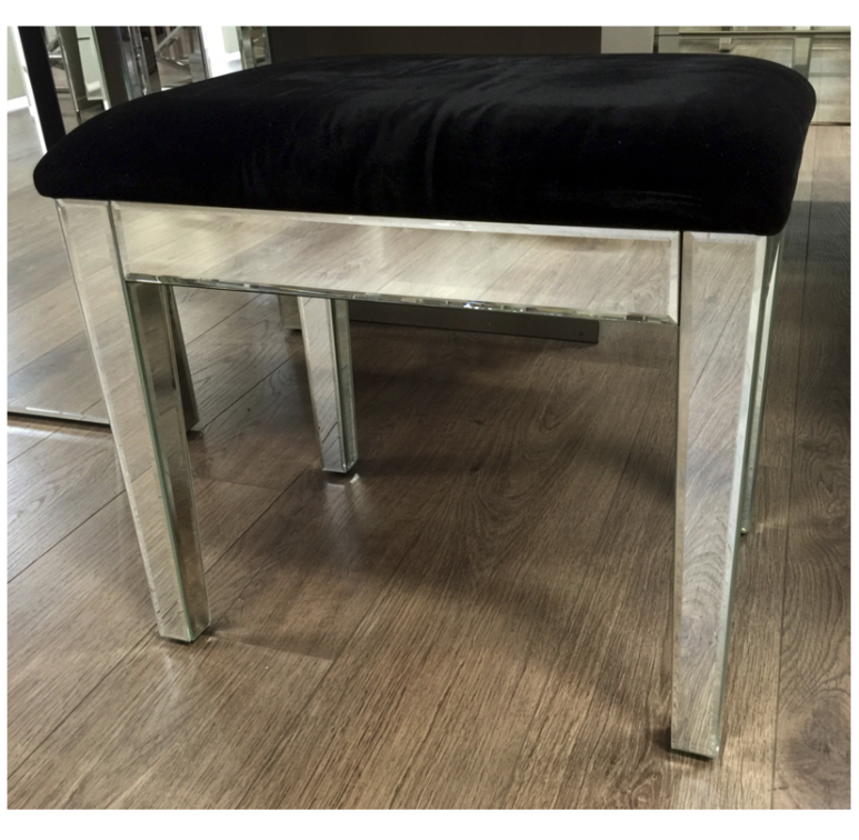 Black Velvet Top Mirrored Stool