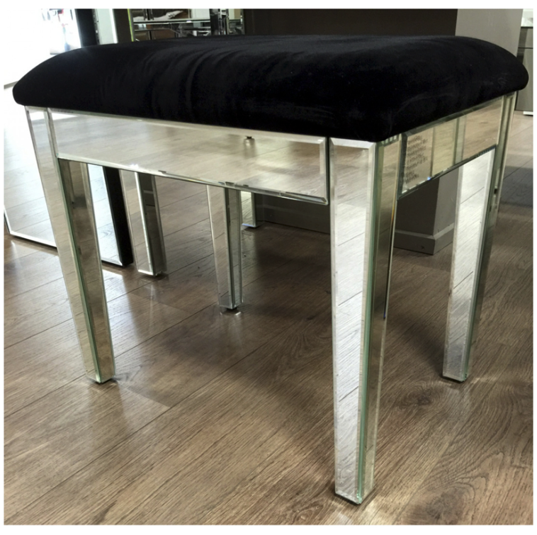 Black Velvet Top Mirrored Stool