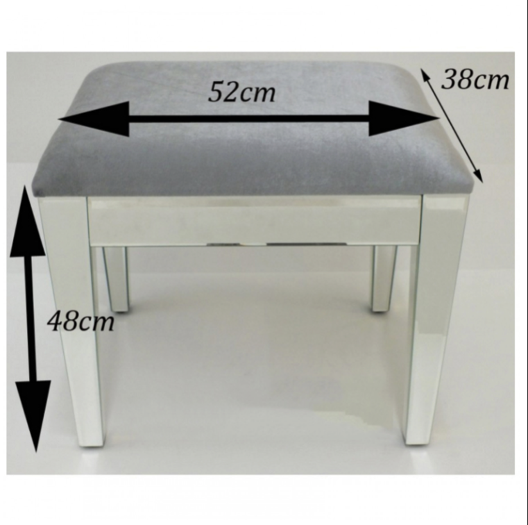 Grey/Silver Velvet Top Mirrored Stool